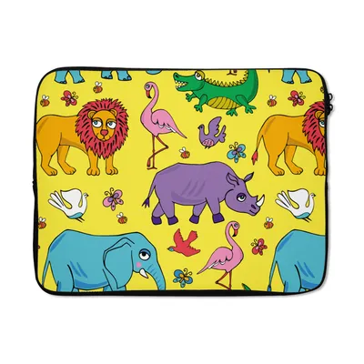 Produktbild von MuchoWow® Laptop Hülle 17 Zoll Laptoptasche Flamingo - Tiere - Muster - Zipper - Schutzabdeckung