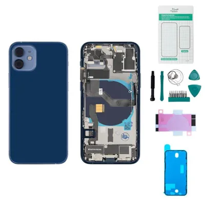 Produktbild von iPhone 12 Gehäuse mit Backcover Blau - Set