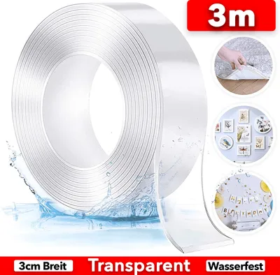Produktbild von Doppelseitiges Klebeband Extra Stark, 3M Transparentes Abwaschbares Nano Tape, Ablösbar Spurlos, Rutschfestes Wiederverwendbares-Doppelklebeband für Teppich, Küche, Auto oder Büro