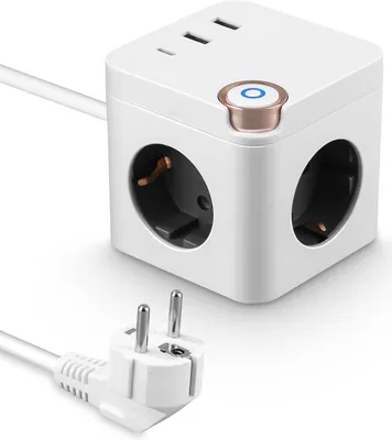 Produktbild von Cube Mehrfachsteckdose - 6-in-1 - 3 Steckdosen - USB-C + 3 USB - 3680 W