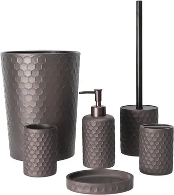 Produktbild von Famanu Badezimmeraccessoires-Set 6-teilig - warm grau - stilvoll