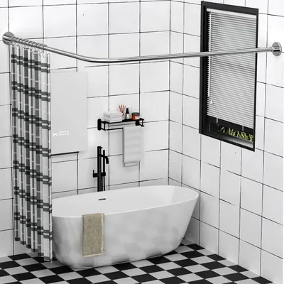 Eckduschstange L-Form, Edelstahl, verstellbar, 60-133 cm