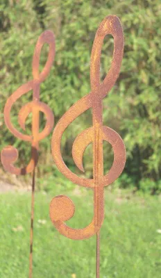 Produktbild von Famanu Gartenstecker Musiknote 118 cm - Rostige Gartendekoration für Weihnachten