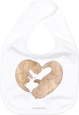 Produktbild von Mr. & Mrs. Panda Lätzchen Otter Herz - Weiß - Geschenk, Seeotter, Liebe, Schlabberlatz, Hochzeitstag, Sabber, Für Babys, Sabberlätzchen, Gemeinsames Leben