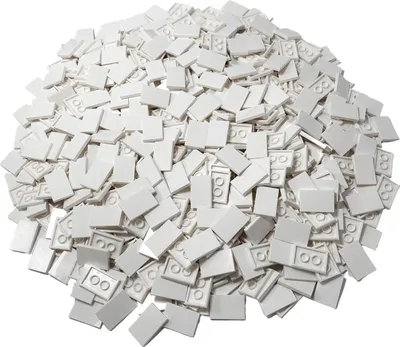 A pile of white LEGO tiles.