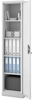 Produktbild von Aktenschrank Büroschrank Metallschrank Lagerschrank 4 Fachböden Flügeltür Drehgriff Pulverbeschichtung Metall 185 cm x 45 cm x 40 cm (Grau)