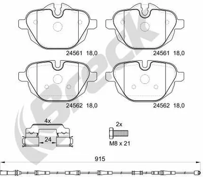 Produktbild von BRECK 24561 00 552 00 Bremsbeläge Satz Hinten Bremsklötze für BMW 5 Touring (F11) 5 Limousine (F10) X3 (F25) 5 Touring (G31) 5 Limousine (G30, F90)