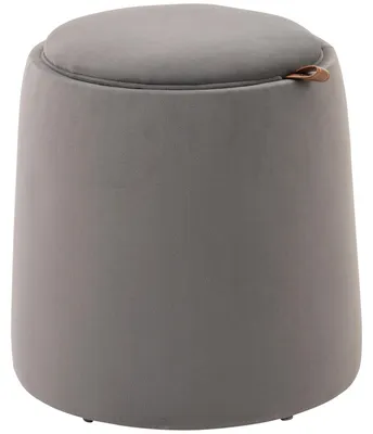 Produktbild von Hocker Φ44 cm Grau Samtoptik Stauraum abnehmbaren Deckel Φ44 cm