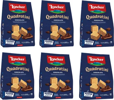 Produktbild von 6x Loacker Quadratini Chocolate schoko schokolade Würfel Waffeln kekse 125g