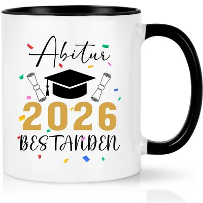 Obrázek produktu pro Hrnek s potiskem "Abitur 2026", objem 320 ml, černá keramika
