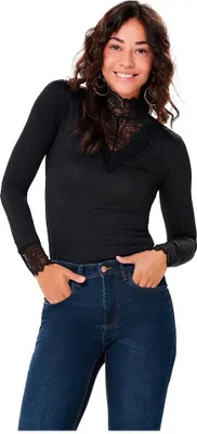 Produktbild von ONLY 15166244, Top (Kleidung), Erwachsener, Weiblich, Schwarz, XS, Langärmlig