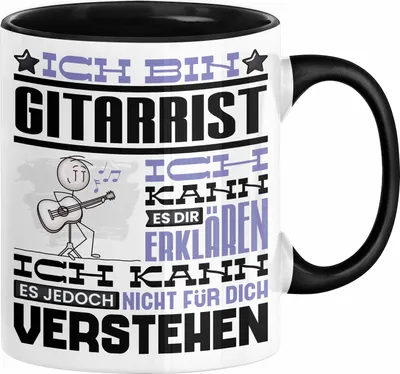 Produktbild von Gitarrist Geschenk Kaffee-Tasse Geschenkidee für Gitarrist Ich Bin Gitarrist Ich Kann Es Dir Erklären Jedoch Nicht Für Dich Verstehen Spruch Lustig (Schwarz)