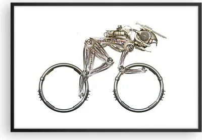 Produktbild von Gerahmtes Poster - Schwarzer Rahmen - Fahrrad Roboter Modern - 91,5x61 cm - Wand Bild - Wanddeko - Wandbilder - Kunstposter - Wandposter - Bilderrahmen - Bilder - Kunstdruck - Wandbild P2BAA91x61-4194