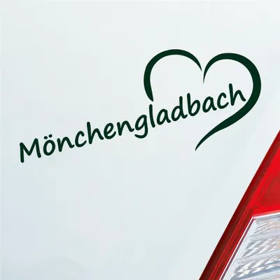 Produktbild von Auto Aufkleber Mönchengladbach Herz Stadt City Liebe Love 19,5x8 cm Dunkelgrün Sticker Heckscheibenaufkleber