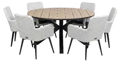 Produktbild von 7-teiliges Gartenset | 6 Pisa Gartenstühle | Limasol Gartentisch | ø 150 cm