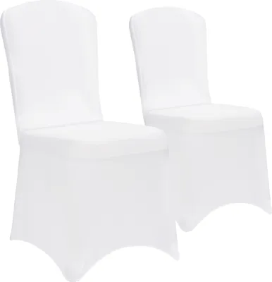 Image de 2x Housses de chaise élastiques blanc Noël mariages évènements fêtes forme universelle couverture chaise couvre-chaises