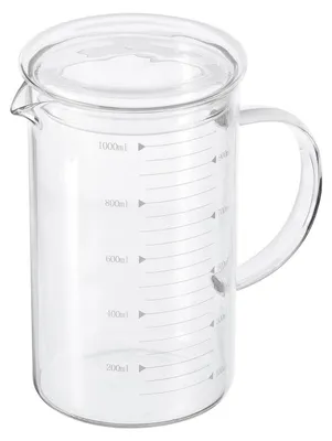 Image de Verre à mesurer en verre borosilicaté de 1000 ml, avec graduation et bec verseur, de couleur blanche