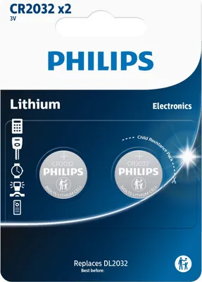 Produktbild von Philips CR2032P2/01B - Lithium Batterien Knopfzelle - 2 Stück - 3 V