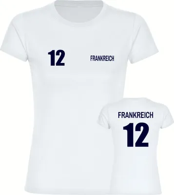 Produktbild von multifanshop Damen T-Shirt - Frankreich - Trikot Nummer 12, weiß, Größe 3XL