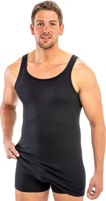 Produktbild von HERMKO 3007 extralanges Herren Unterhemd (+10 cm) Tank Top aus 100% Bio Baumwolle Größe 4 - 12, Größe:D 13 = EU 7XL, Farbe:schwarz
