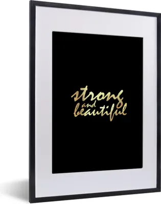 Produktbild von MuchoWow® Gerahmtes Poster Zitate - Motivation - Schwarz - Gold 30x40 cm - Poster mit Schwarzem Bilderrahmen Wandposter Rahmen Foto Bilder - Wandposter Schlafzimmer