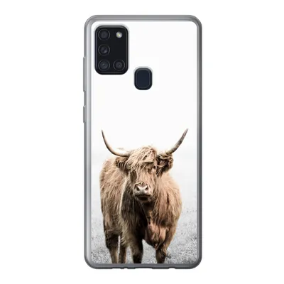 Produktbild von MuchoWow® Handyhülle Schutzhülle Hülle für Samsung Galaxy A21s Schottischer Highlander - Vlies - Kuh Silikon Softcase Handy Hülle - Hartschale