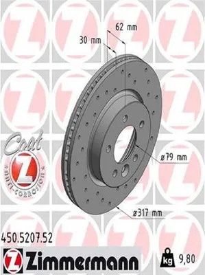 Produktbild von 2x ZIMMERMANN Bremsscheibe 450.5207.52 für LAND ROVER Range Rover Sport (L320)