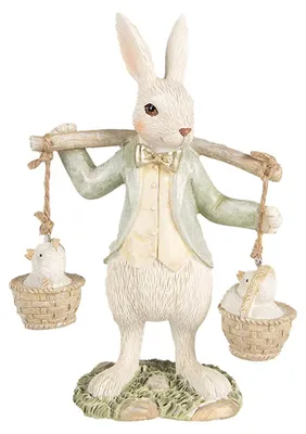 Productafbeelding van Clayre & Eef Figuur, konijn, 17 cm, wit en groen, polyresin