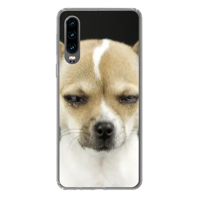 Produktbild von MuchoWow® Handyhülle Schutzhülle Hülle für Huawei P30 Weinender Hund auf schwarzem Hintergrund Silikon Softcase Handy Hülle