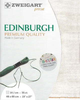Image de Tissu à compter EDINBURGH Zweigart Precut 35 ct. 3217 couleur 1079 vintage düne, tissu pour travail manuel en 100% lin pour broderie 48x68 cm