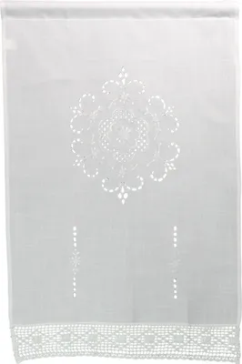Produktbild von Panneaux 'Häkelborte', aufwändig bestickt, fensterfertig, elegantes Weiß
