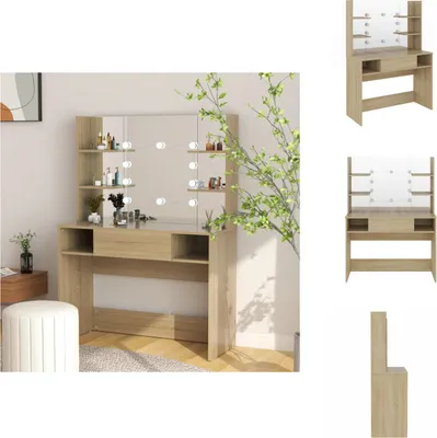Zdjęcie produktu dla vidaXL Toaletka z oświetleniem LED 100x40x135 cm MDF dąb - Toaletki