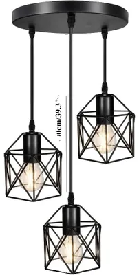 Zdjęcie produktu dla Lampa wisząca, styl vintage, 3-punktowa, okrągła, BEZ ŻARÓWKI-a