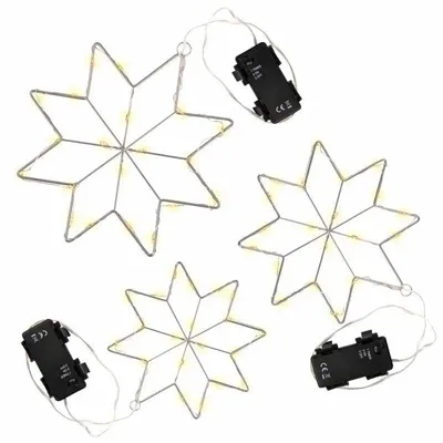 Produktbild von 36 Kristallsterne mit LED warmweiß Metall Ø15, 17, 20cm