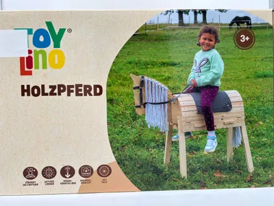 Produktbild von Toylino Toy Lino Holzpferd Voltigiere Holz-Pferd Holz Pferd mit Halfter und Zügel 101 x 45 x 99 cm