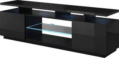 Obrázek produktu pro TV skříňka EVA 180x56x40 cm Nízká skříňka Tv 2 dveře s led osvětlením černá vysoký lesk