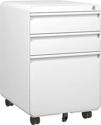 Produktbild von Dripex Metall Rollcontainer Stahl Rollcontainer mit 3 Schubladen und Hängeregistratur Abschließbarer Büroschrank Bürocontainer 5 Räder Aktenschrank