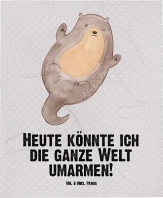 Produktbild von Mr. & Mrs. Panda Schlummerdecke Otter Umarmen - Grau Pastell - Geschenk, glücklich, Plaid, Babybettdecke, Seeotter See, Kinderdecke, Babydecke, Optimistisch, Fleecedecke