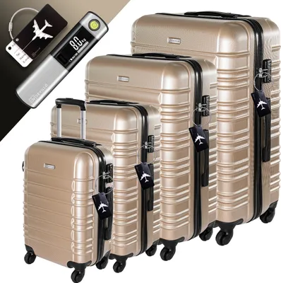 Produktbild von Devillo® Kofferset 4tlg. S-M-L-XL, Champagner - Trolley Koffer Reisekoffer Reisekofferset Gepäck Rollkoffer TSA 4 Rollen ABS-Hartschale Teleskopgriff