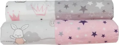 Produktbild von EMI&SAM 4er FLANELLWINDELN Stoffwindeln 75x75 cm Spucktücher Mullwindeln Weich  B Set Mädchen