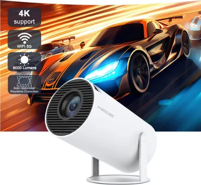 Obrázok produktu pre Mini Smart Beamer 4K Full HD 1080P, 180° rotácia, prenosný projektor s OS Android 11.0, 2,4/5G WiFi a Bluetooth 5.0 Malý videoprojektor Mobilný telefón