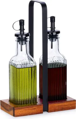 Obrázok produktu pre Sada sklenených fliaš na olej a ocot so stojanom, 2x 190 ml