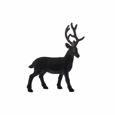 Immagine prodotto di Gift Company Solna Hirsch M, Geflockt, Weihnachten, Dekoration, Deko, Kunststoff, Schwarz, H 31.5 cm, 1065504002