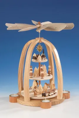 Obrázek produktu pro Stolní pyramida pyramida s Otcem Vánoc a vesnicí Seiffen Výška 41 cm NOVINKA