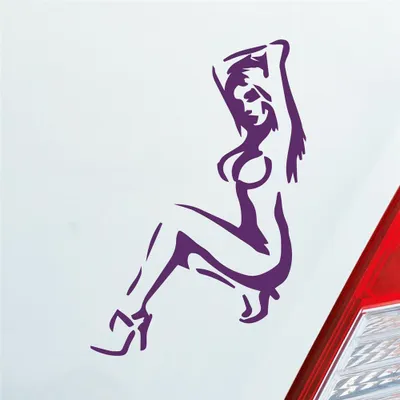 Produktbild von Auto Aufkleber Sexy Girl Pin up Go Go Tuning Motorrad 12x8 cm Lila Sticker Heckscheibenaufkleber