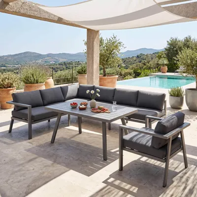 Image de Salon de jardin 8 places en aluminium - Oviala Saint Tropez