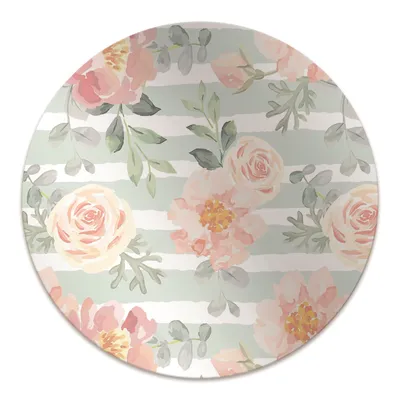 Produktbild von Rundmatte - Stuhlunterlage Bürostuhlunterlage - Rund Ø 100 cm - Bodenmatte - Fußmatte - Pinke Blumen
