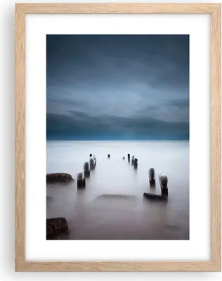 Produktbild von Gerahmtes Poster - Rahmen in heller Eiche - Wellenbrecher Nebel Nacht - 30x40 cm - Wand Bild - Wanddeko - Wandbilder - Kunstposter - Wandposter - Bilderrahmen - Bilder - Kunstdruck - P2NPA30x40-4416