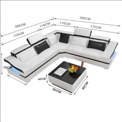 Produktbild von Design Ecke Ecksofa L-form Modern Sofas Ledersofa Couch Wohnlandschaft Sofa Sitz