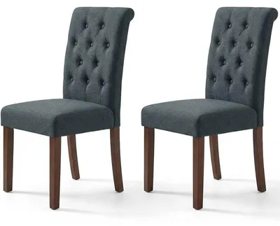 Image de Lot de 2 chaises de salle à manger CTY0019CA-3KD, en bois massif, gris
